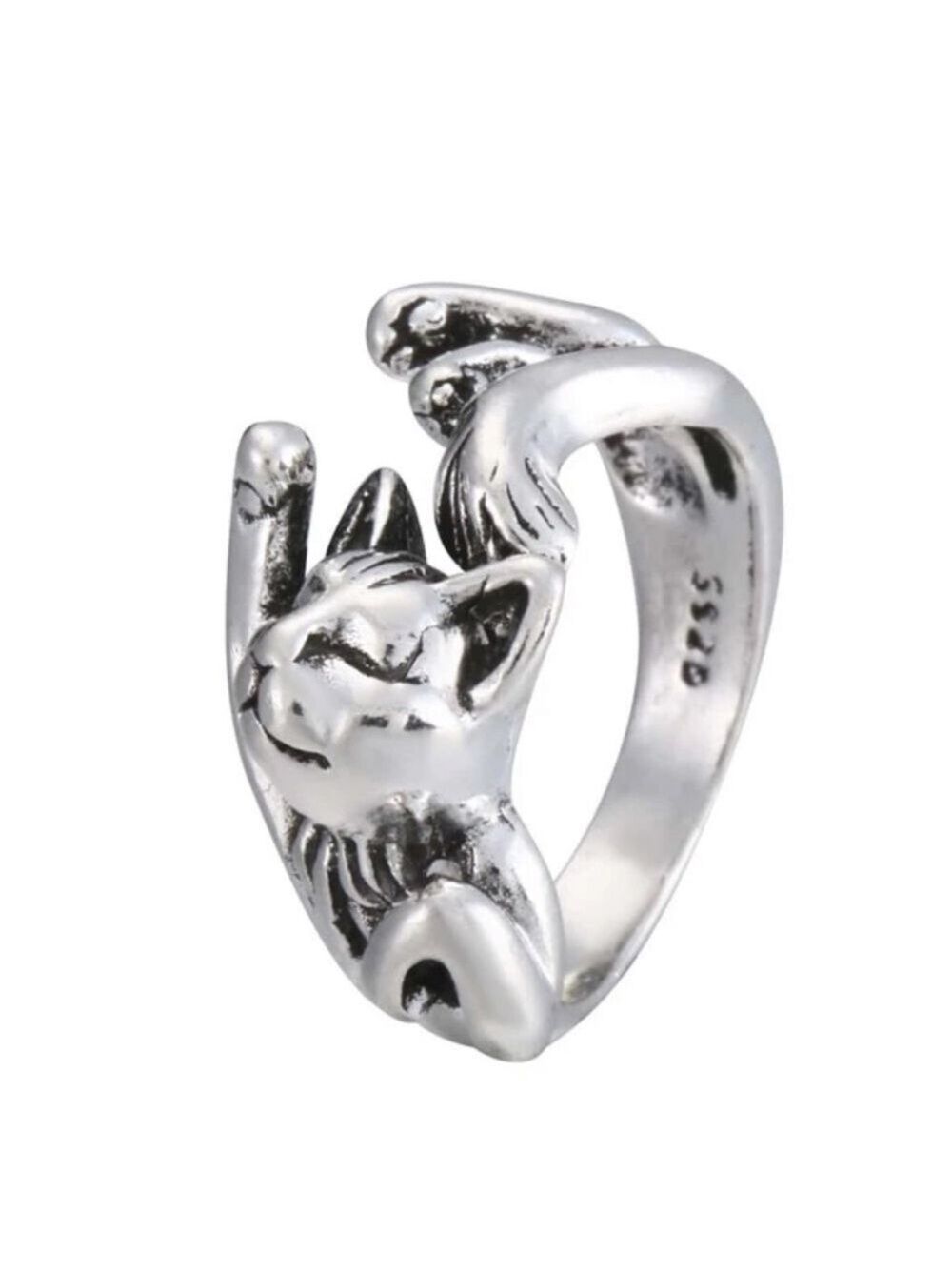 Pretty kitty trendy finger wrap ring